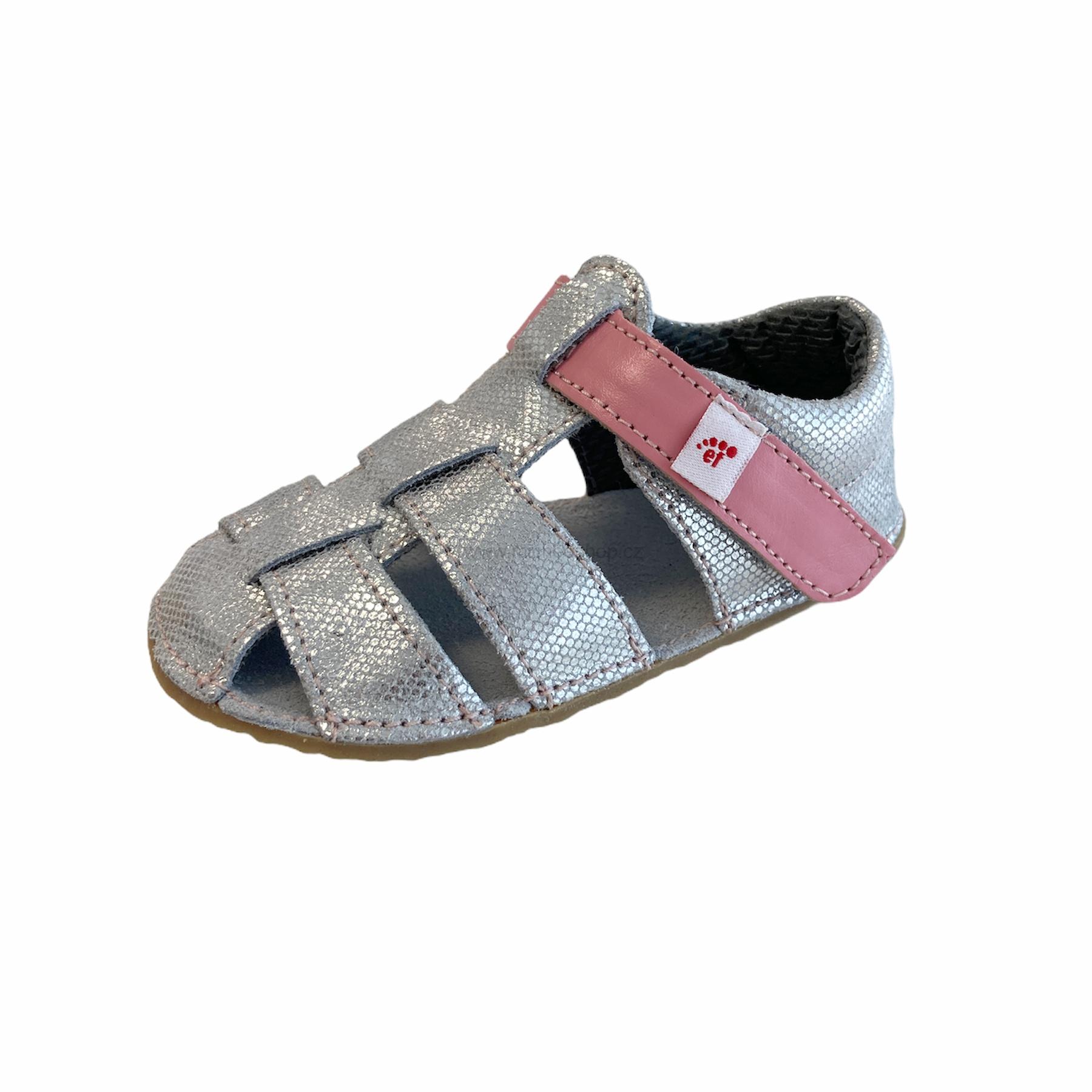 Sandálky EF Barefoot Stříbrná vel. 21