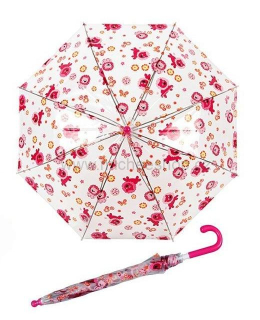 Holový deštník mechanický dětský Sky Transparent Růžový lvíček